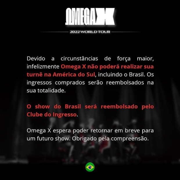 Omega X cancela show em São Paulo (Foto: Reprodução/Instagram)