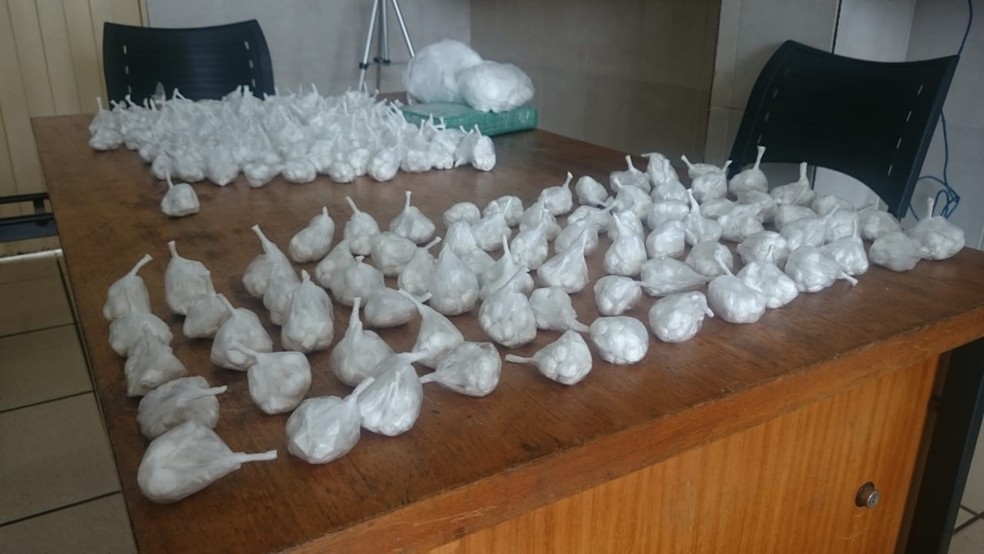 Porções de cocaína apreendidas pela GCM em Rio Preto — Foto: Marcos Lavezo/G1