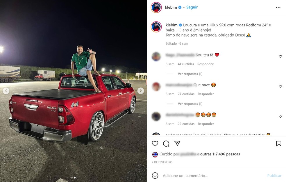 Influencer 'Klebim' exibia carros de luxo nas redes sociais — Foto: Instagram/Reprodução