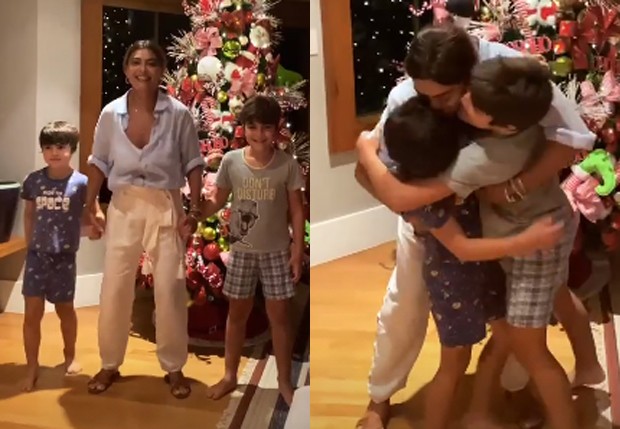Juliana Paes reencontra os filhos, Pedro e Antônio (Foto: Reprodução/Instagram)