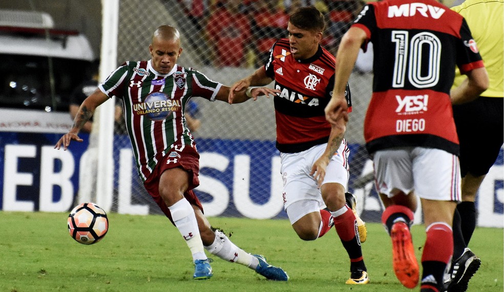 Marcos Júnior em ação no Flamengo x Fluminense pela Sul-Americana (Foto: Mailson de Santana / Fluminense)