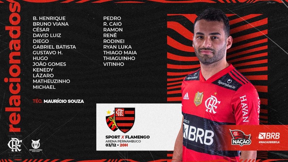 Confira a lista de relacionados do Flamengo — Foto: Divulgação