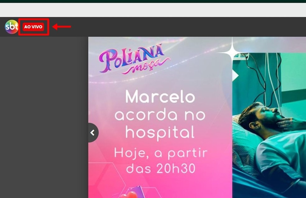 Telespectador assiste Athletico-PR x Palmeiras pela semifinal da Libertadores 2022 após acessar a seção "Ao Vivo" no site do SBT — Foto: Reprodução/Gabriela Andrade