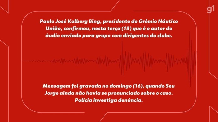 Em &aacute;udio, presidente de clube de Porto Alegre fala em 'falta de respeito'  de Seu Jorge; cantor sofreu ataques racistas | Rio Grande do Sul | G1