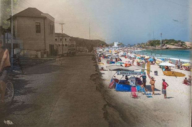 Passado e presente: a praia do Arpoador apresentada na mostra 'Augusto Malta Revival' (Foto: Divulgação)