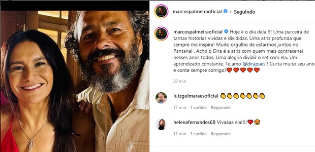 Marcos Palmeira homenageia Dira Paes (Foto: Reprodução/Instagram)