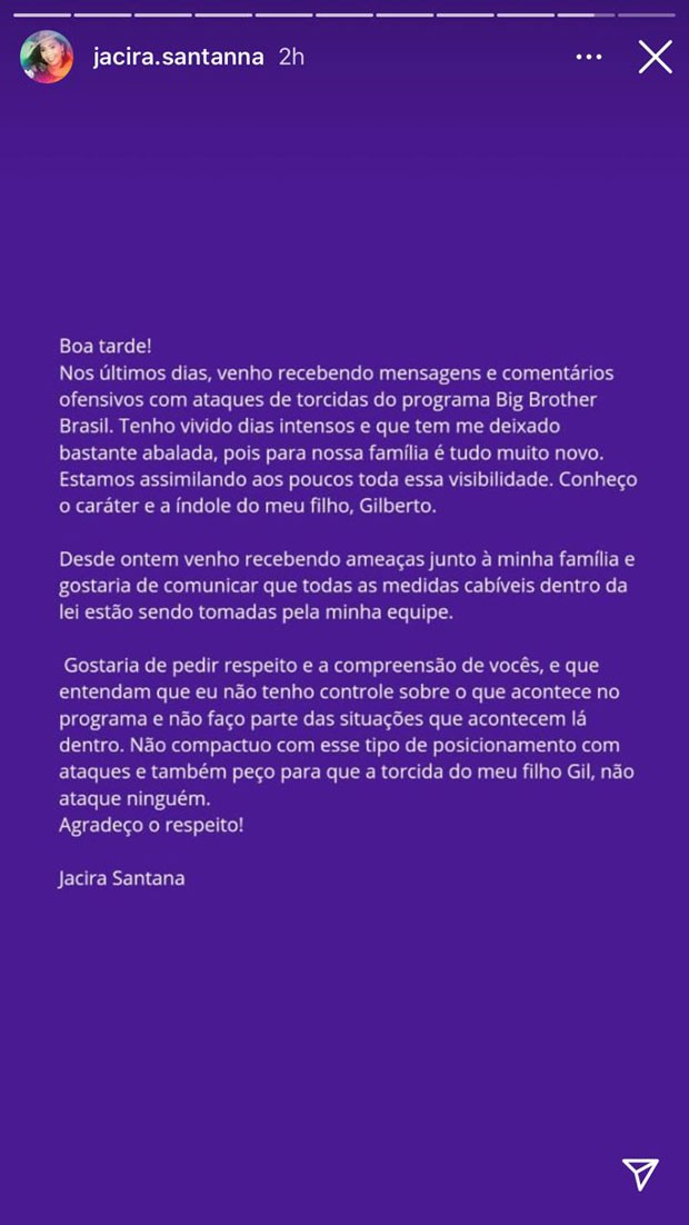 Post de Jacira Santana (Foto: Reprodução/Instagram)
