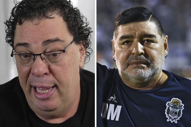 Walter Casagrande se emociona ao falar da morte de Diego Maradona (Foto: Reprodução/ Instagram; Getty Images)
