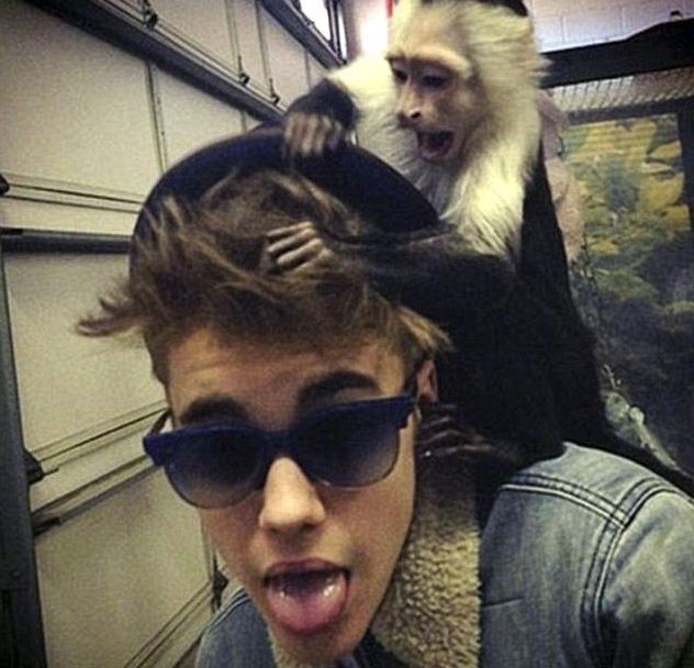 Justin Bieber e seu macaco OG Mally  (Foto: Instagram/Reprodução)