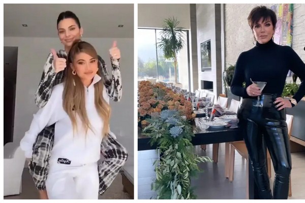 As irmãs Kylie e Kendall Jenner e a mãe delas, Kris Jenner, na festa de Ação de Graças organizada pela matriarca do clã Kardashian-Jenner (Foto: Instagram)