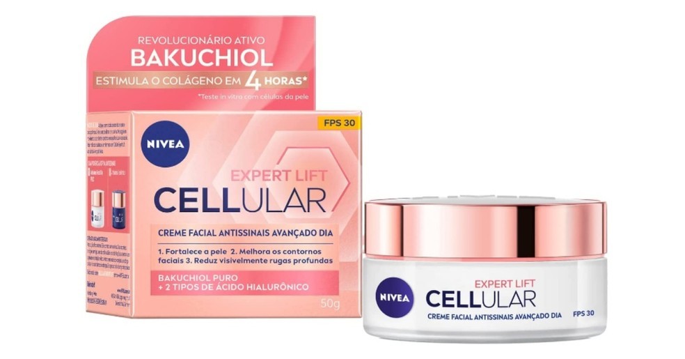O Nivea Expert Lift Cellular conta com proteção solar FPS 30 e 2 tipos de ácido hialurônico — Foto: Reprodução/Amazon