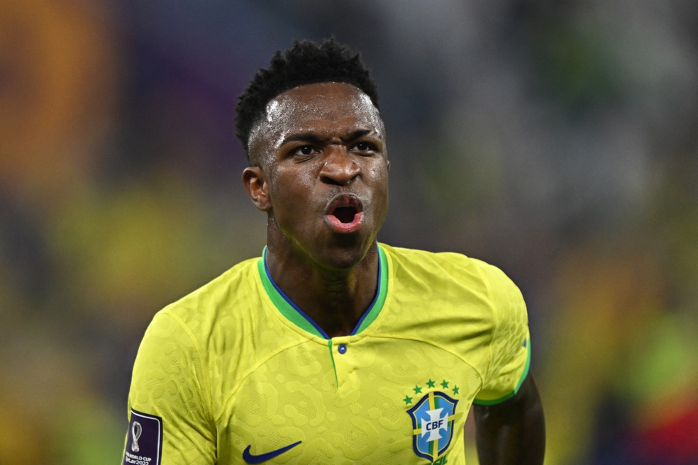 Vinicius Júnior marcou um dos gols da goleada sobre a Coreia do Sul — Foto: Manan Vatsyayana/AFP