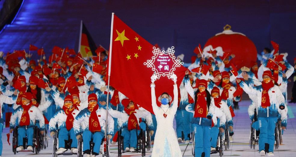 Delegação da China na Cerimônia de abertura das Paralimpíadas de Pequim — Foto: Reuters