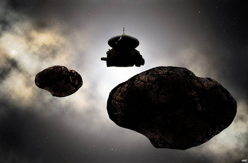 Artista ilustra encontro entre a New Horizons e o 2014 MU69 (Foto: Nasa/Carlos Hernandez)