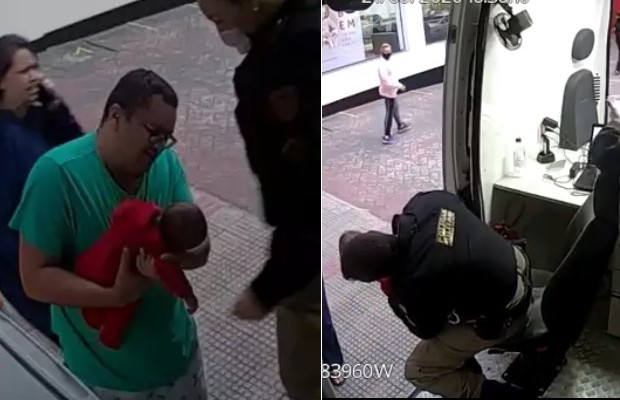 Recém-nascido engasga e é salvo por policiais em Belo Horizonte (Foto: Reprodução /instagram)