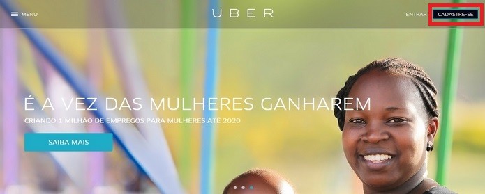 Bot?o de cadastro de passageiros no site do Uber (Foto: Reprodu??o/Raquel Freire)
