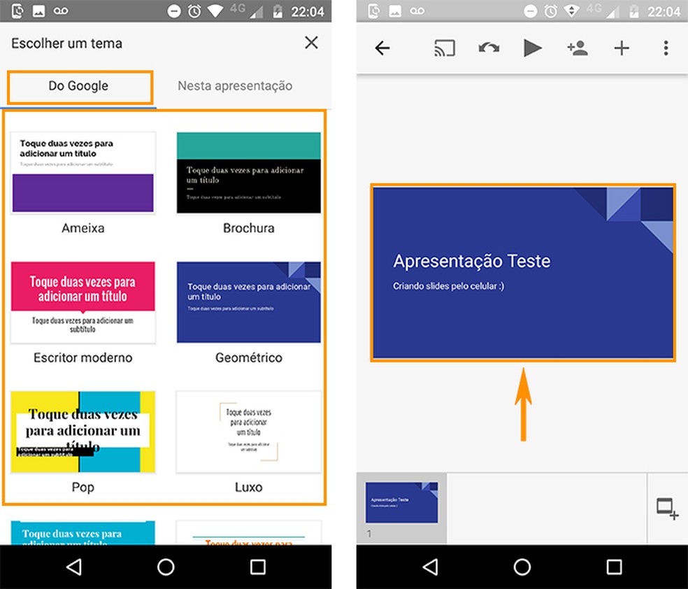 Como fazer slides profissionais no celular com aplicativo do Google