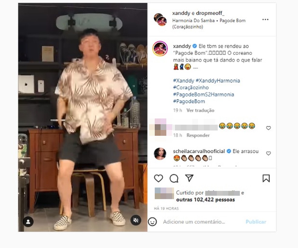 Sul-coreano famoso nas redes sociais dança música do Harmonia do Samba e é  elogiado por Scheila Carvalho e Carla Perez | Bahia | G1