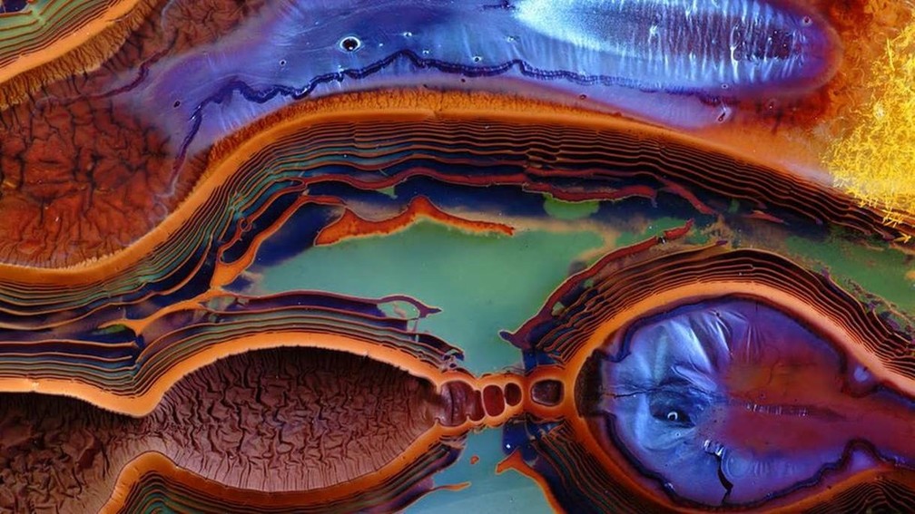 Anéis de Liesegang costumam se formar quando um composto químico passa pelo processo de precipitação (Foto: GABRIEL KELEMAN/ PA/ Royal Photographic Society)