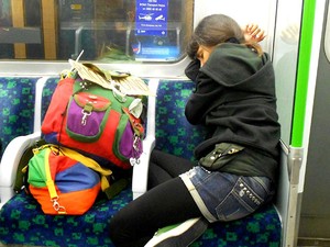 Dormindo no metrô (Foto: Aline Campbell/Arquivo pessoal)