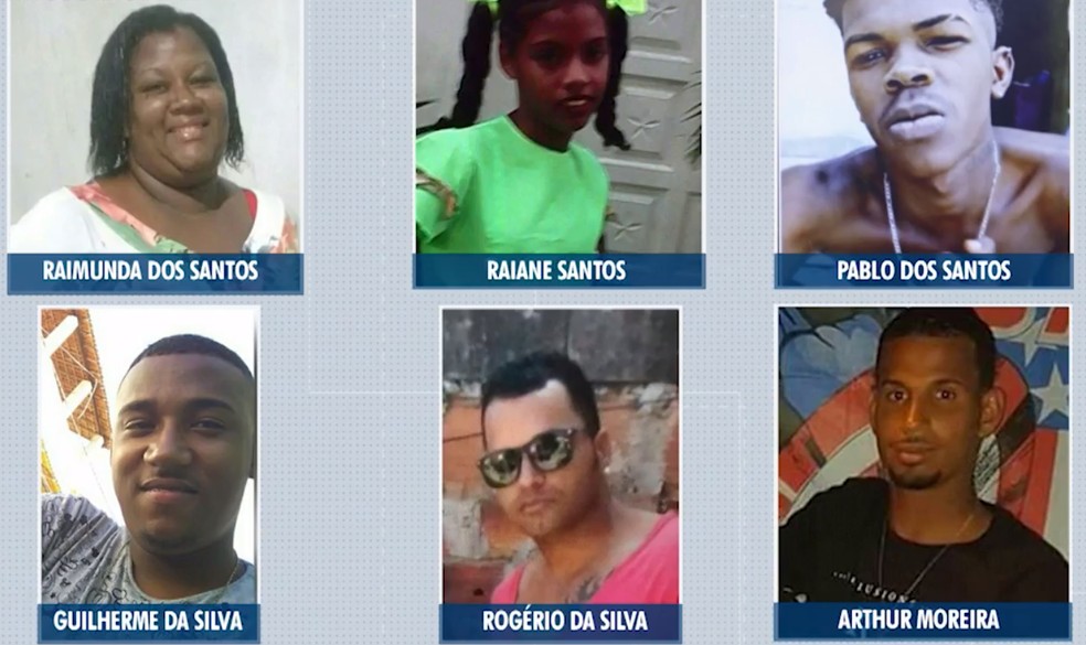 Vítimas da chacina com seis mortos em Lauro de Freitas — Foto: Reprodução / TV Bahia