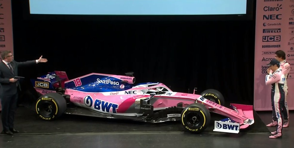 Carro da Racing Point manteve o rosa da Force India â€” Foto: ReproduÃ§Ã£o