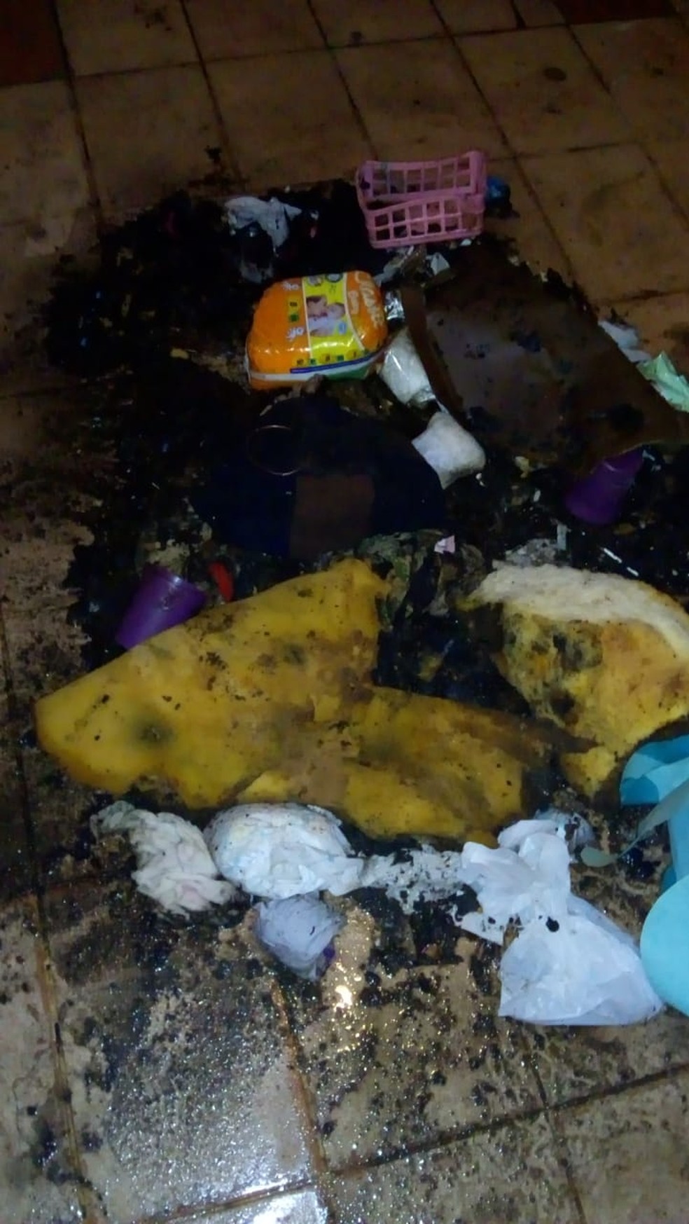 Quarto de recém-nascida ficou destruído pelas chamas, em Campo Grande. — Foto: Arquivo Pessoal/Maeli Valente