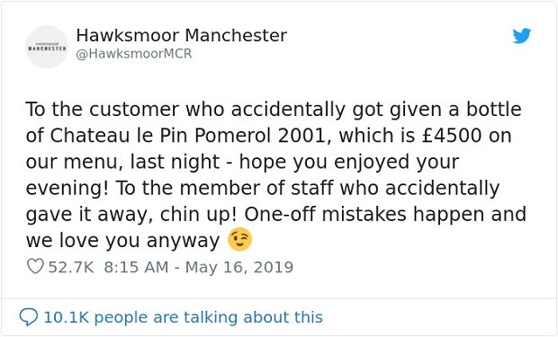 Dono do restaurante Hawksmoor Manchester se pronunciou no Twitter após confusão entre vinhos (Foto: Reprodução/Twitter)