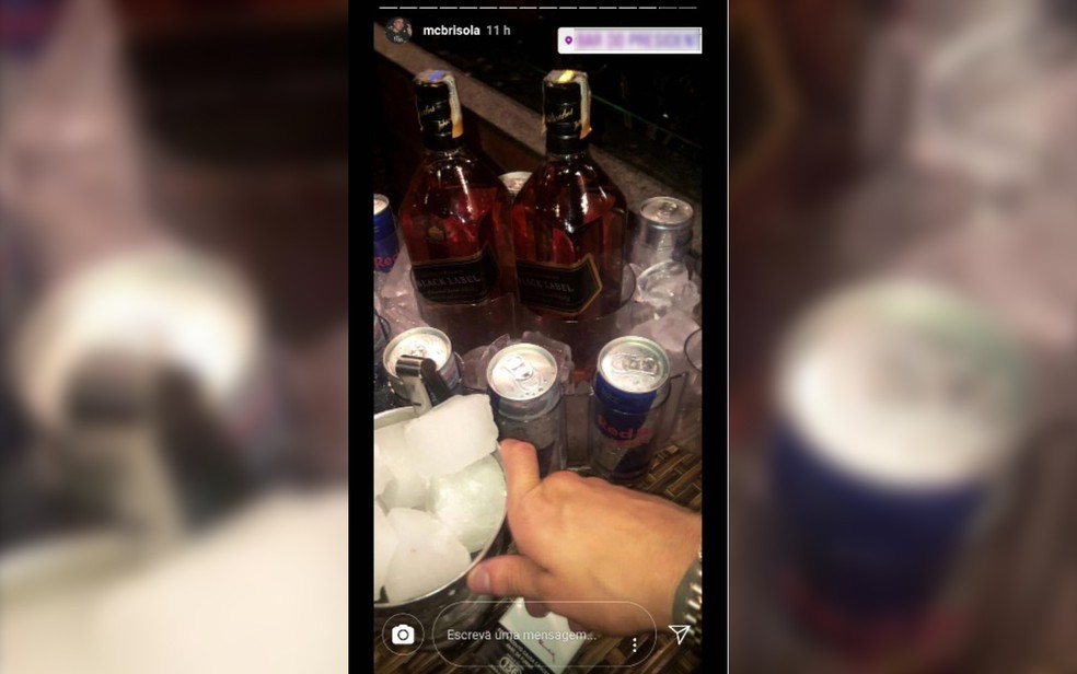 MC Brisola publicou imagens com bebidas antes do acidente, mas publicações foram apagadas (Foto: Reprodução/Instagram)