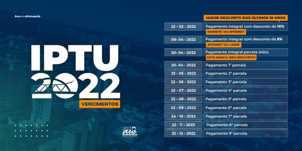 IPTU 2022  — Foto: Prefeitura de Divinópolis/Divulgação