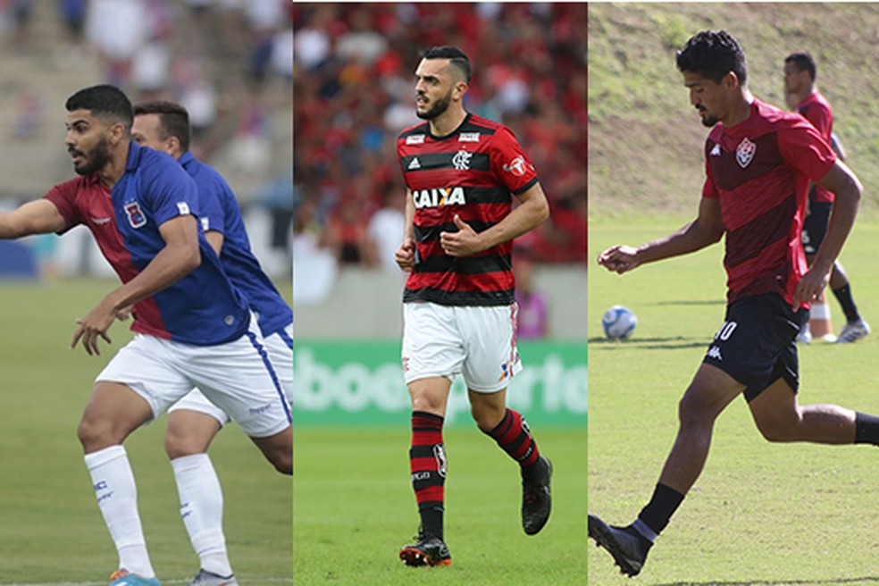 Rodolfo (Paraná), Rhodolfo (Flamengo) e Ramon (Vitória): nomes de zagueiros avaliados pelo Flu — Foto: Reprodução