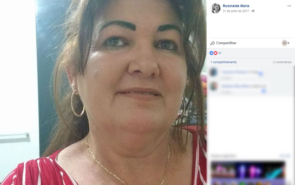 Rosineide Maria de Souza, de 45 anos, que estava desaparecida e foi encontrada morta no Rio Vermelho, em Rondonópolis (Foto: Facebook/Reprodução)