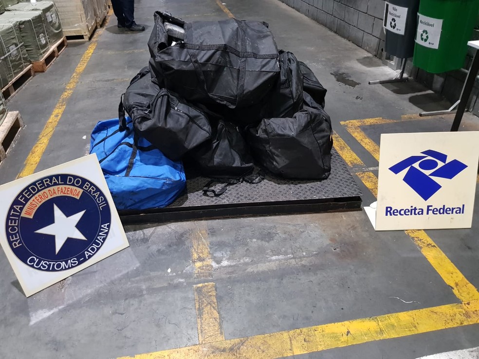 De janeiro a julho de 2019, foram apreendidas 7,5 toneladas de cocaÃ­na no Porto de ParanaguÃ¡ â Foto: DivulgaÃ§Ã£o/Receita Federal do Brasil