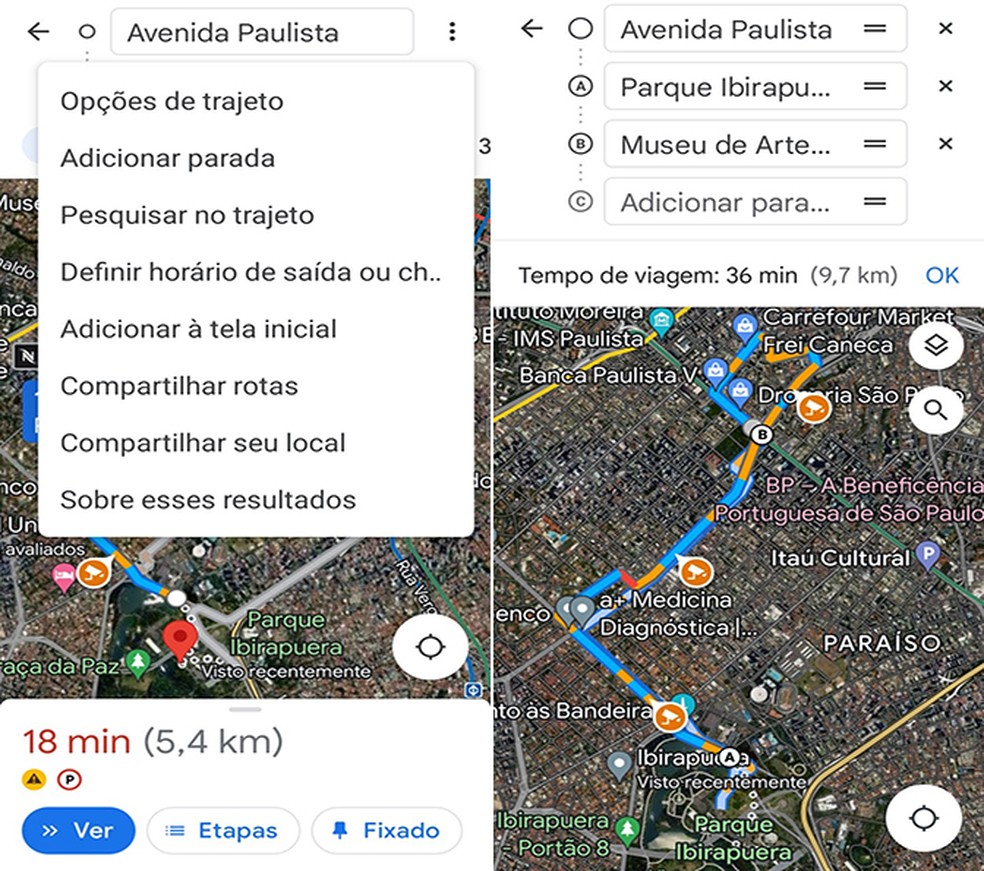 Adicione paradas ao Google Maps  — Foto: Reprodução/Flávia Fernandes