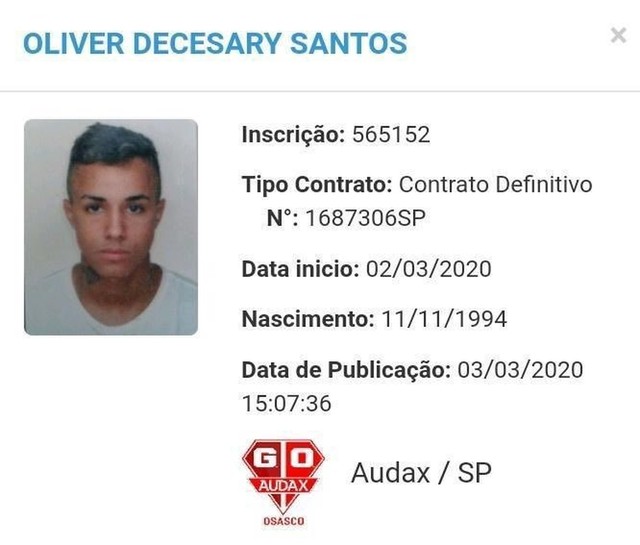 MC Livinho chegou a ser inscrito como jogador do Audax — Foto: Reprodução/CBF