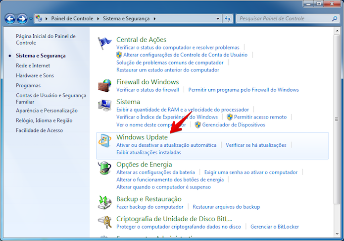 Vá até o Windows Update (Foto: Reprodução/Helito 