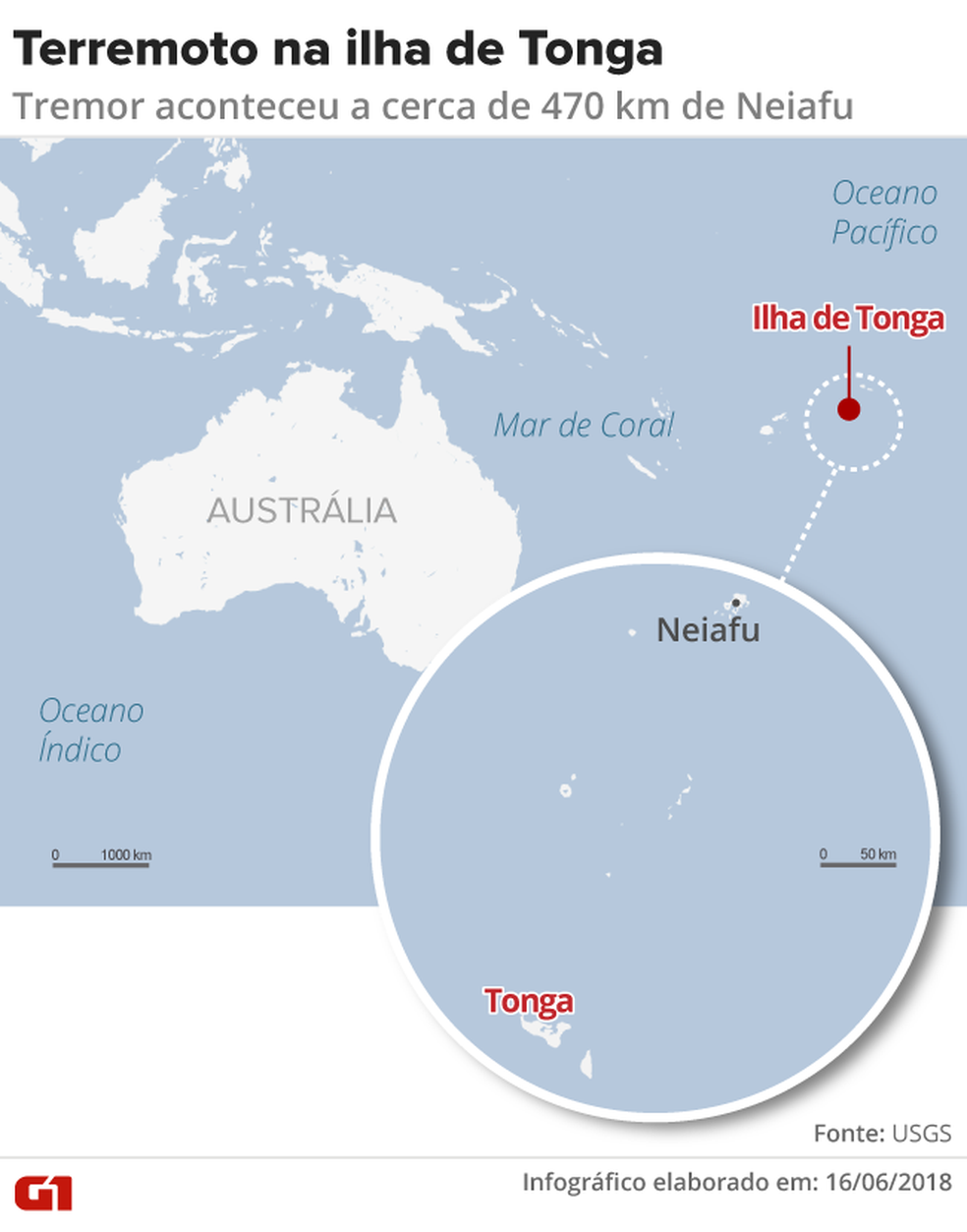 Veja onde fica a Ilha de Tonga (Foto: Rodrigo Cunha/G1)