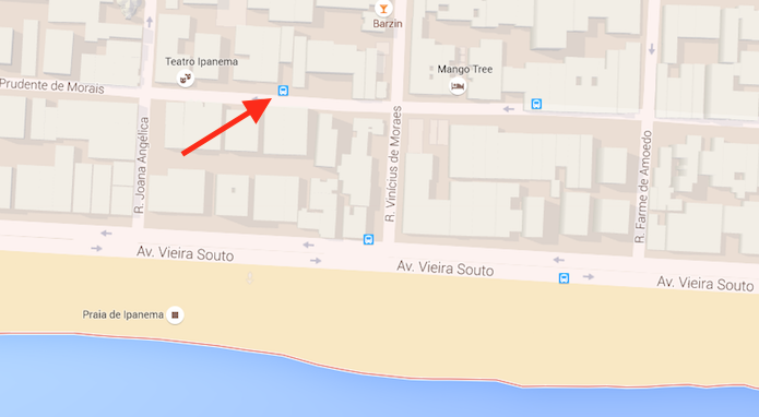 Clicando sobre um ícone de ponto de ônibus no Google Mapas (Foto: Reprodução/Marvin Costa)