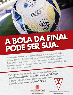 Bola usada na final da Copa do Brasil é leiloada pela Federação Mineira