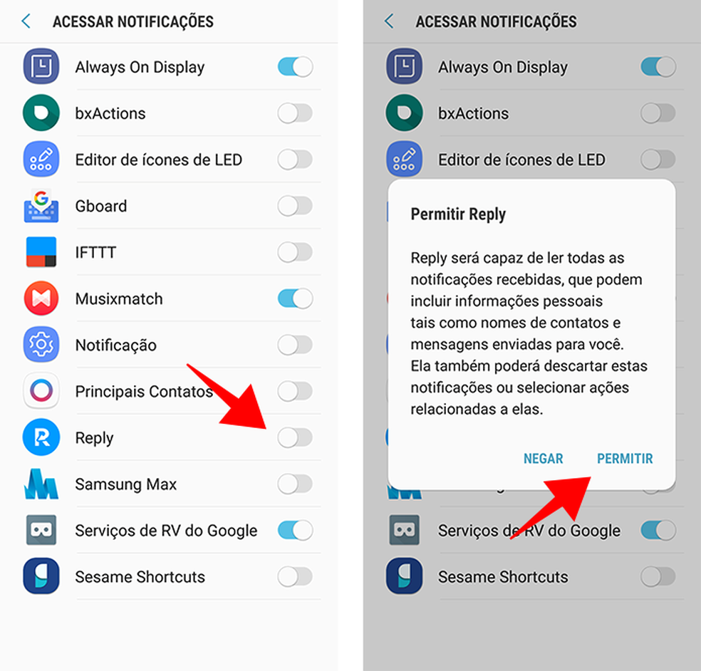 Libere o acesso de notificações ao Google Reply (Foto: Reprodução/Paulo Alves)