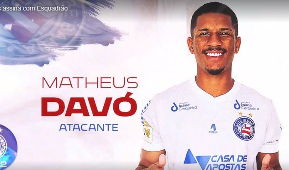 Matheus Davó é anunciado pelo Bahia — Foto: Reprodução 