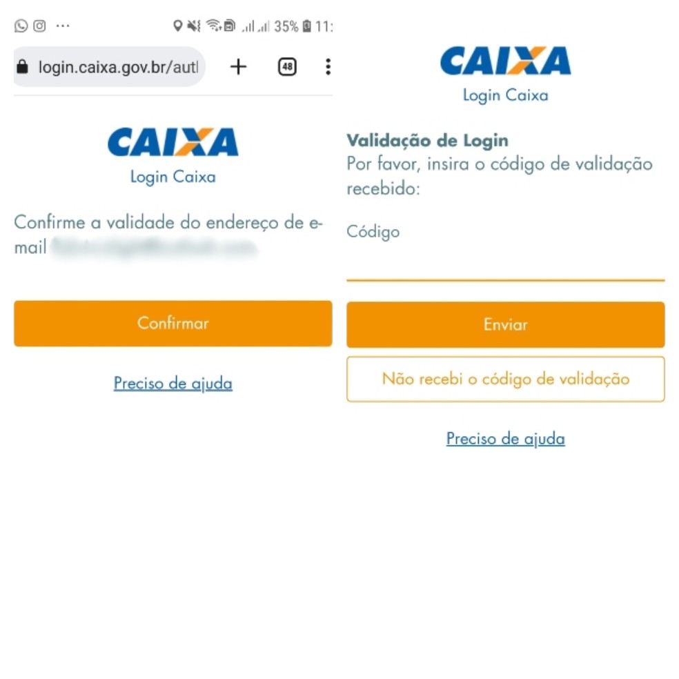 Validação com código no aplicativo Caixa Trabalhador — Foto: Reprodução/Gisele Souza