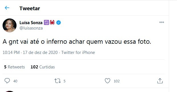 Tweets de Luósa Sonza (Foto: Reprodução/Twitter)