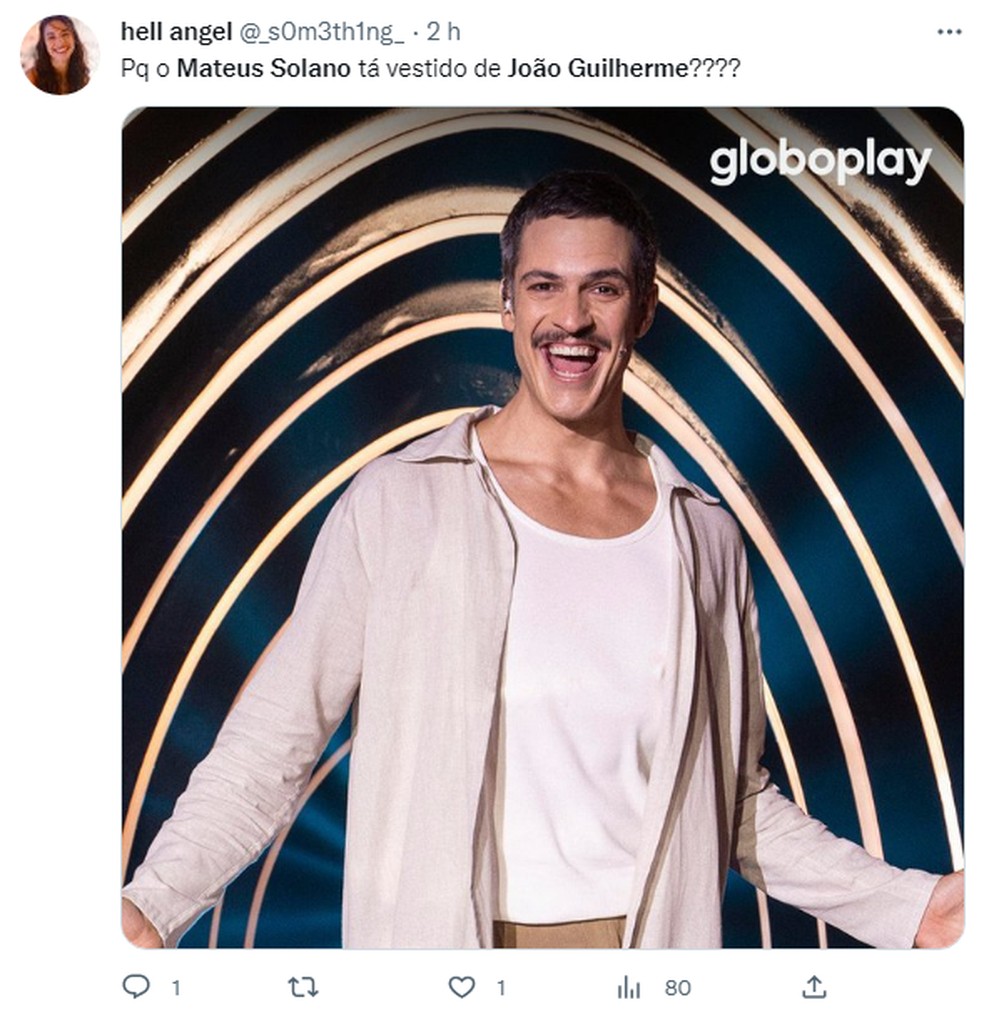 Meme sobre semelhança entre João Guilherme e Mateus Solano — Foto: Reprodução / Twitter