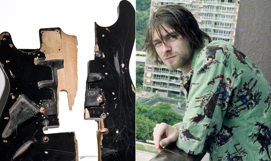 A guitarra, uma Fender Stratocaster, foi remontada, mas não pode ser usada, segundo Kody Frederick, da casa de leilões Julien's Auctions