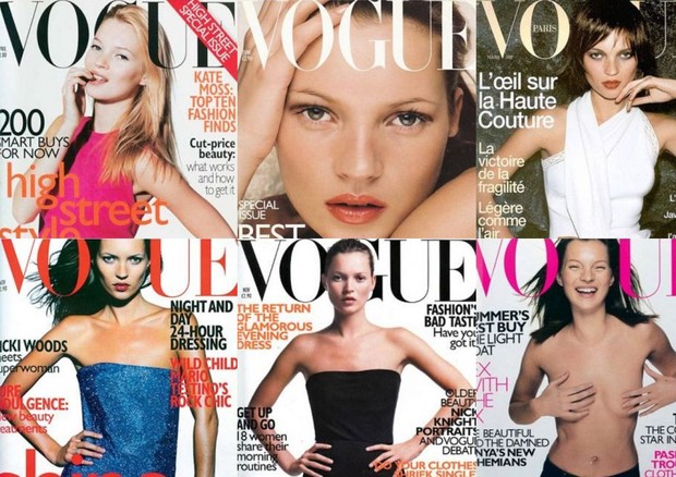 1- Vogue Londres Abril 1996 / 2- Vogue Londres Novembro 1997 / 3- Vogue Londres Junho 1998 / 4- Vogue Londres Novembro 1998 / 5-- Vogue Paris Março 1999 / 6- Vogue Londres Abril 1999 (Foto: reprodução)