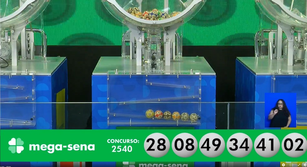 Dezenas sorteadas no concurso 2540 da Mega-Sena — Foto: Reprodução/Loterias Caixa