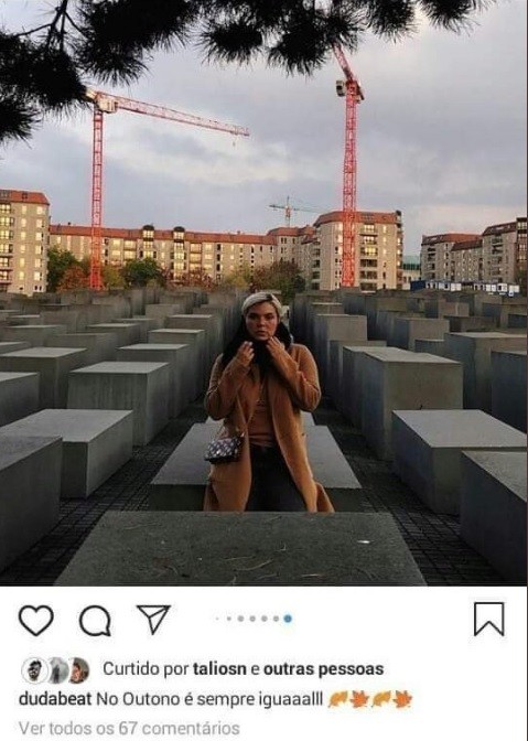 Duda Beat faz pose no Memorial do Holocausto e é criticada nas redes (Foto: Reprodução/Instagram)