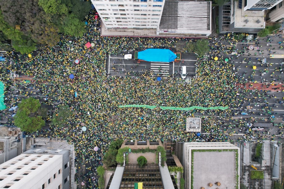 Foto área da Avenida Paulista usada para o cálculo de público