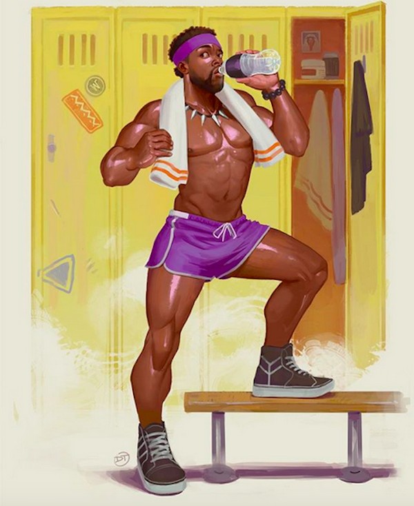 O herói Pantera Negra em versão pinup desenhada pelo ilustrador norte-americano David Talaski (Foto: Instagram)